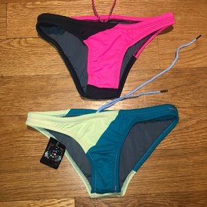 Jolyn: two color-block Brazilian cut bottoms